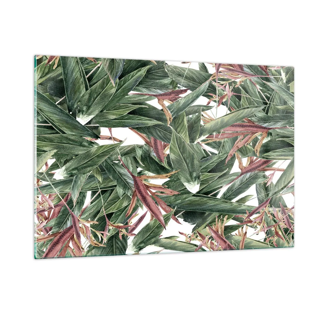 Glastavla - Bild på glas - Smaragd-lila växter - 120x80 cm