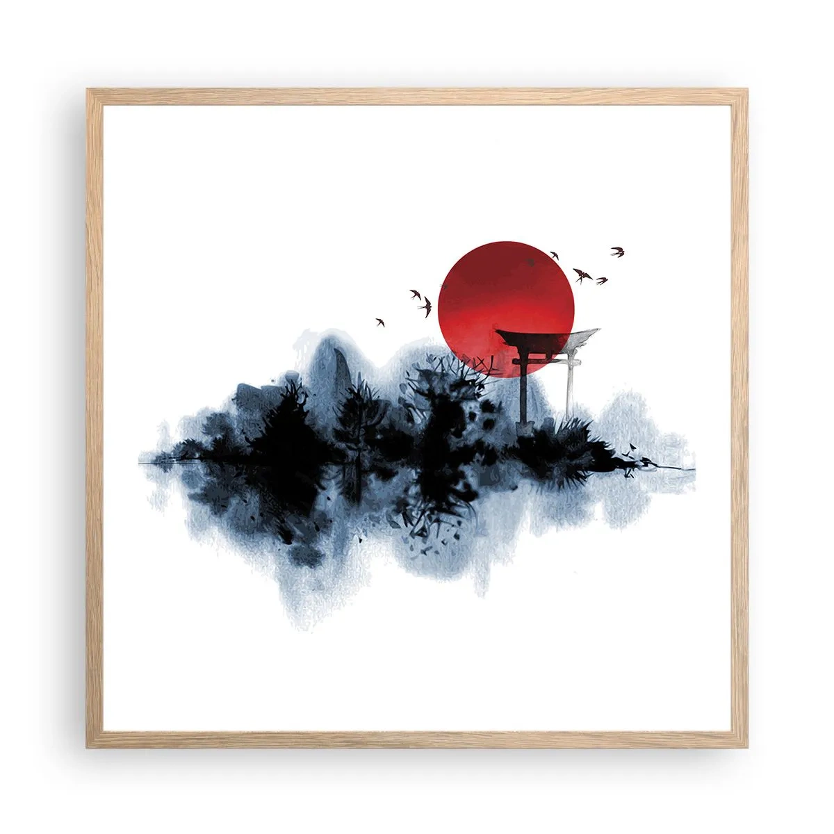 Affisch i ram av ljusek - Japansk utsikt - 60x60 cm