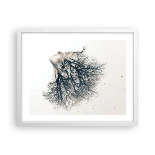 Affisch i vit ram - Lyssnar på trädens viskningar - 50x40 cm