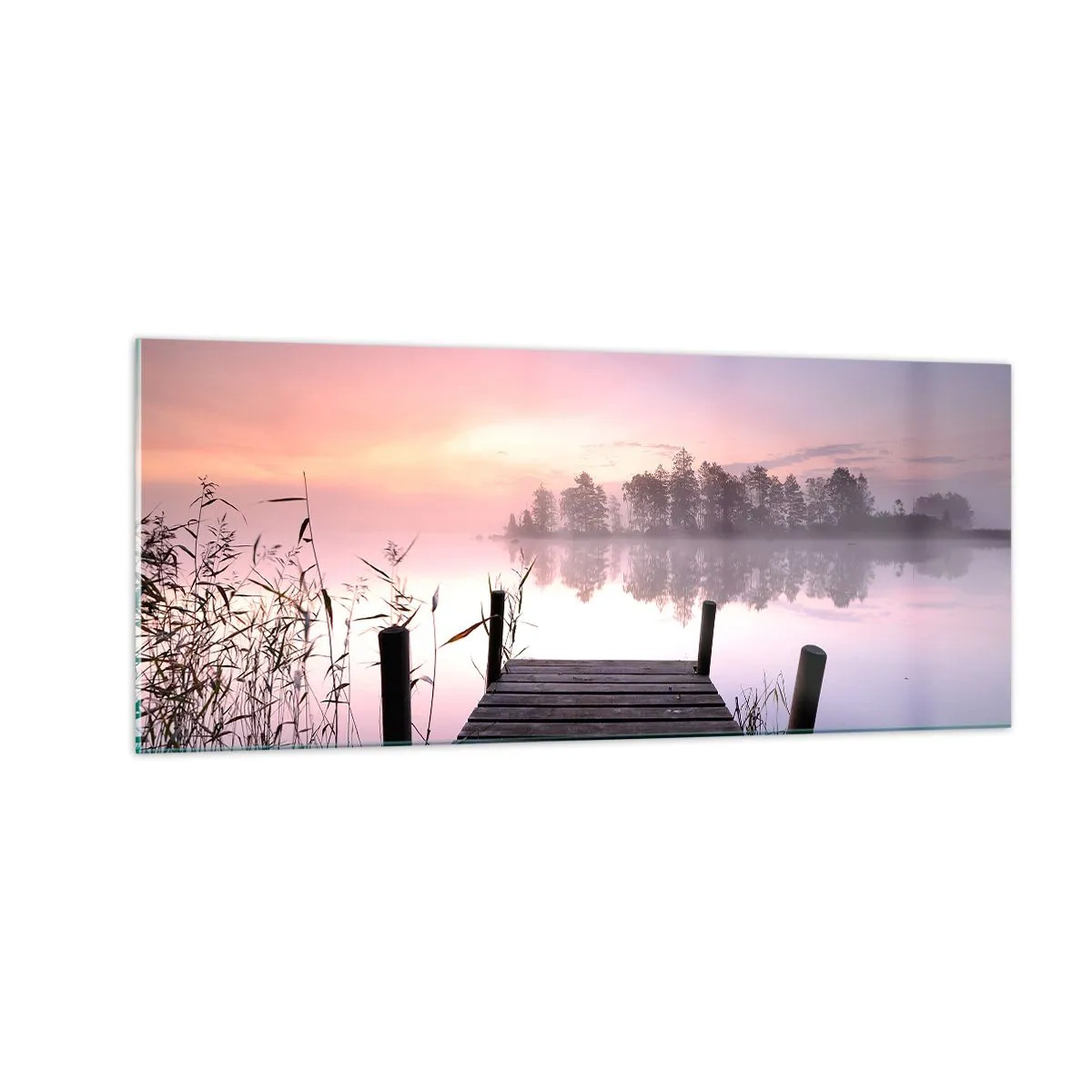 Glastavla - Bild på glas - Ur liljedimman... - 100x40 cm