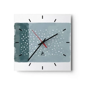 Väggklocka - Klocka på glas - Uppstådda ur det blåa - 40x40 cm