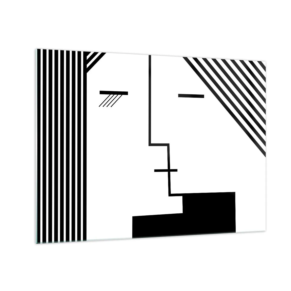 Glastavla - Bild på glas - En grafisk tolkning av en kyss i minimalistisk stil - 70x50cm - Bara en kyss - Modern väggdekoration för vardagsrum och sovrum ARTTOR