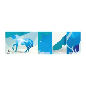 Provbit av självhäftande fototapet Deluxe Sticker - Geometrisk häst i turkos - Djur, Häst, Geometrisk figur - 100x30 cm