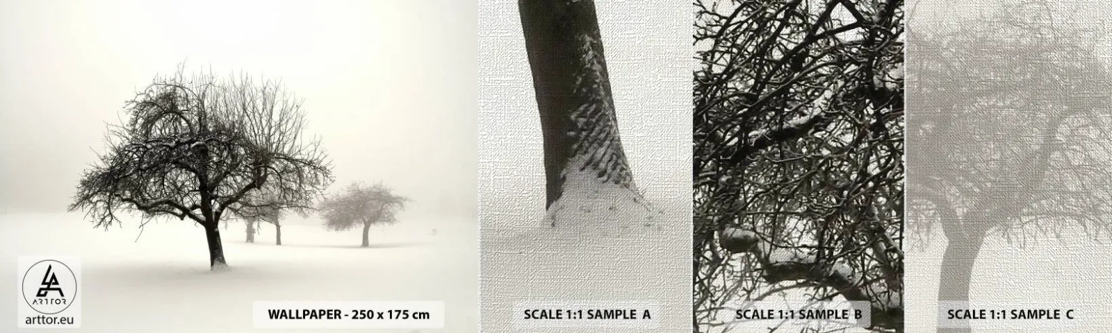 Provbit av fototapet Premium Canvas - Vintersömn - Grafik, Träd, Natur - 100x30 cm