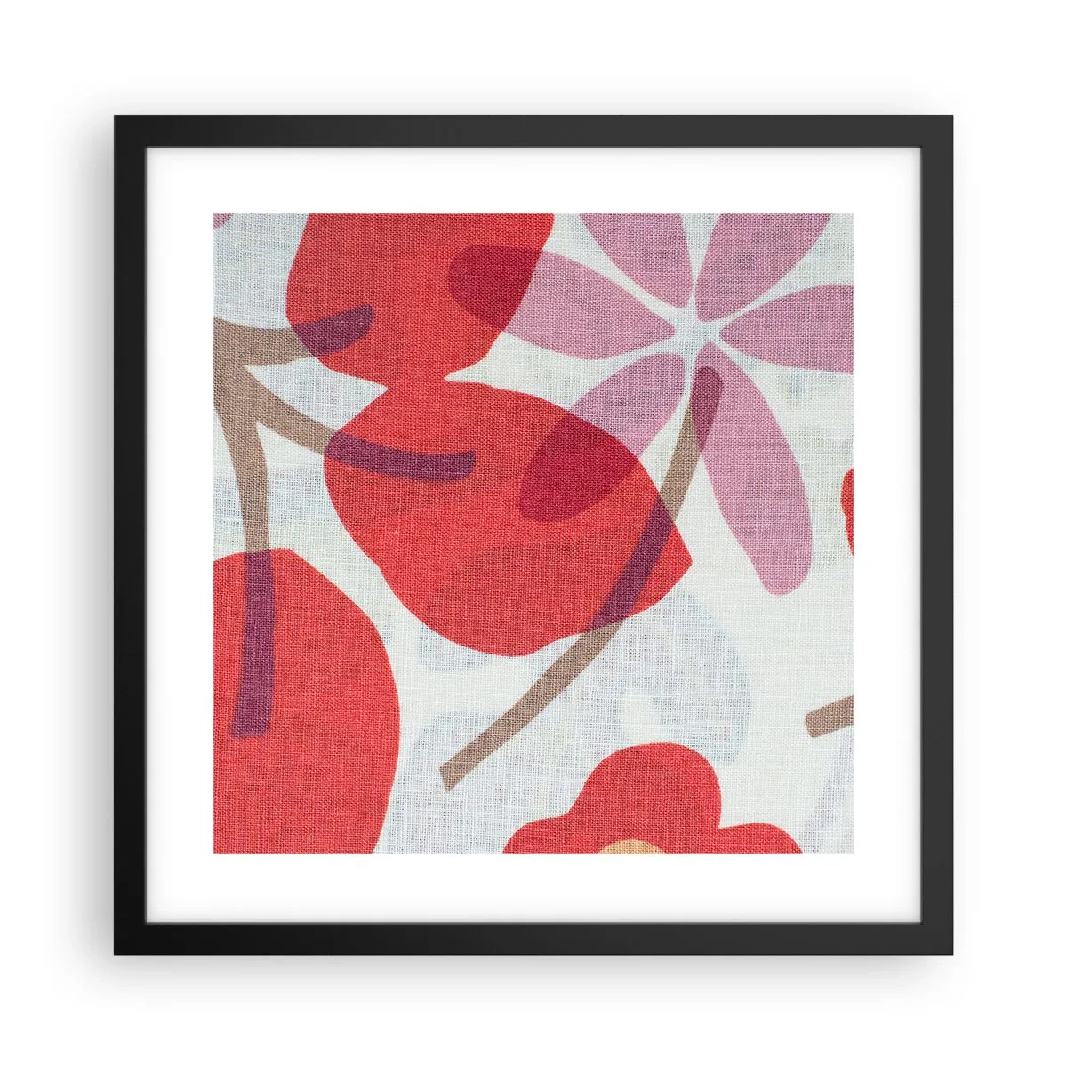 Affisch i svart ram - Blomsterkomposition i rosa - 40x40 cm