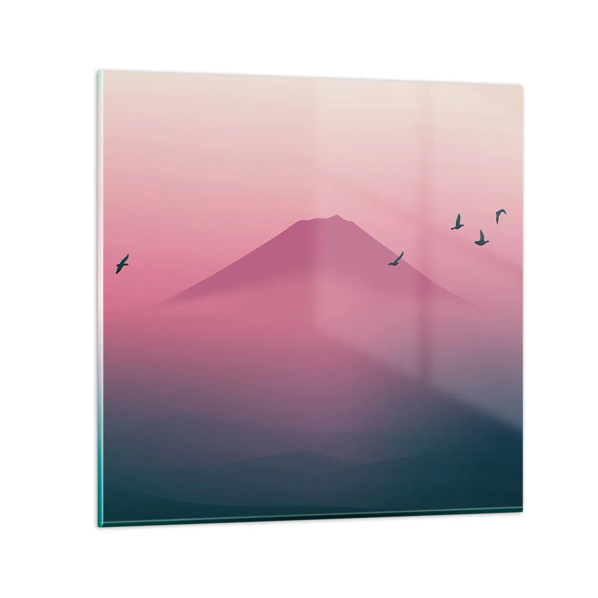 Glastavla - Bild på glas - Vandrare över molnen - 40x40 cm