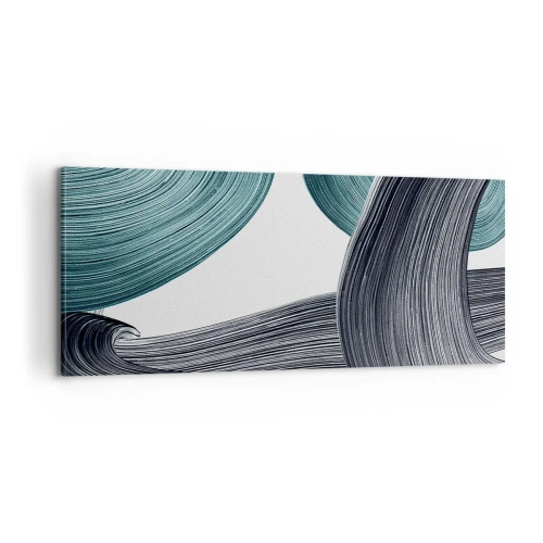 Canvastavla - Bild på duk - Smaragd och svarta spår - 100x40 cm