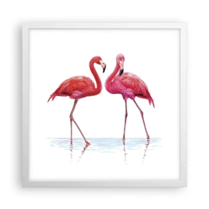 Affisch i vit ram - Rosa rendez-vous - 40x40 cm