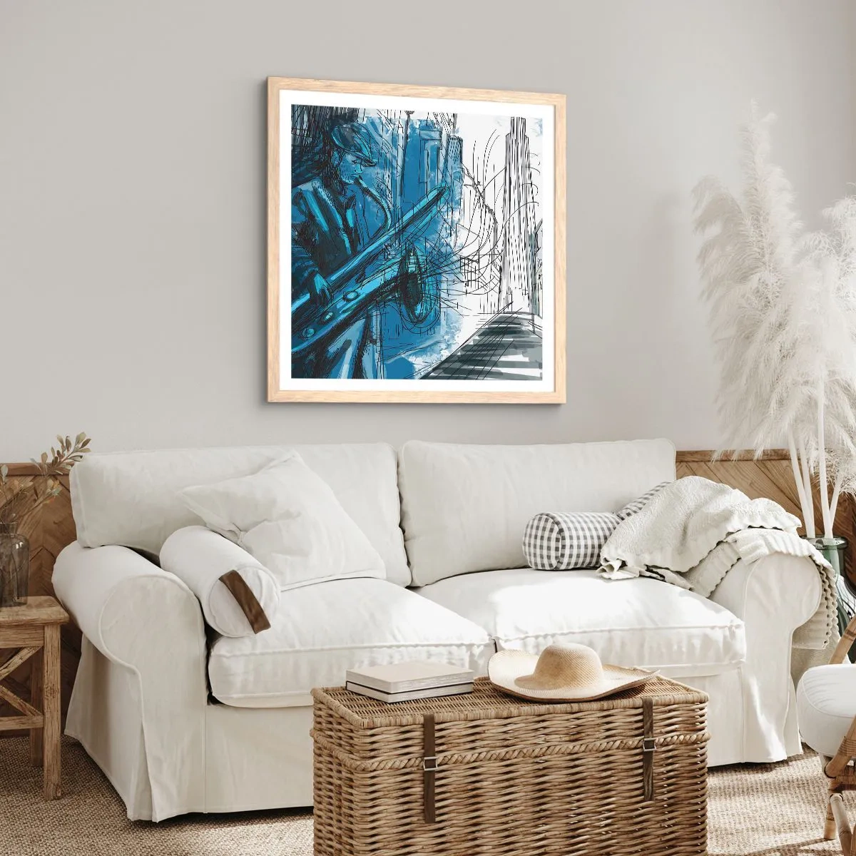 Affisch i ram av ljusek - Stadsrapsodi - 40x40 cm