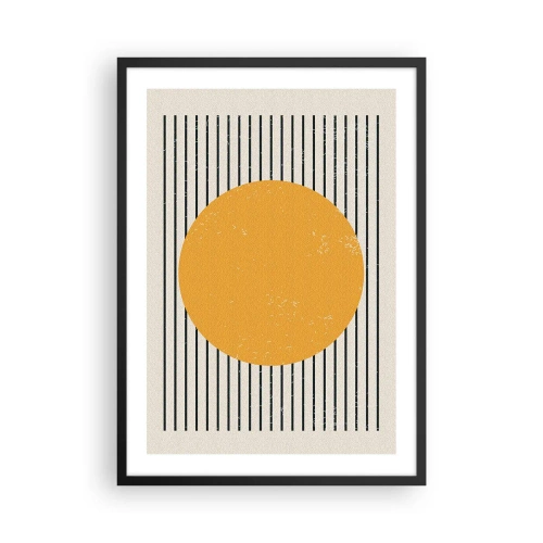 Affisch i svart ram - Geometrisk komposition med orange cirkel och linjer - 50x70cm - Enkelhetens kraft - Modern väggdekoration för vardagsrum och sovrum ARTTOR
