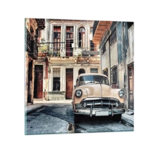 Glastavla - Bild på glas - Siesta i Havana - 50x50 cm
