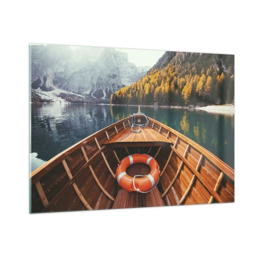 Glastavla - Bild på glas - Utflykt i fjällen - 100x70 cm
