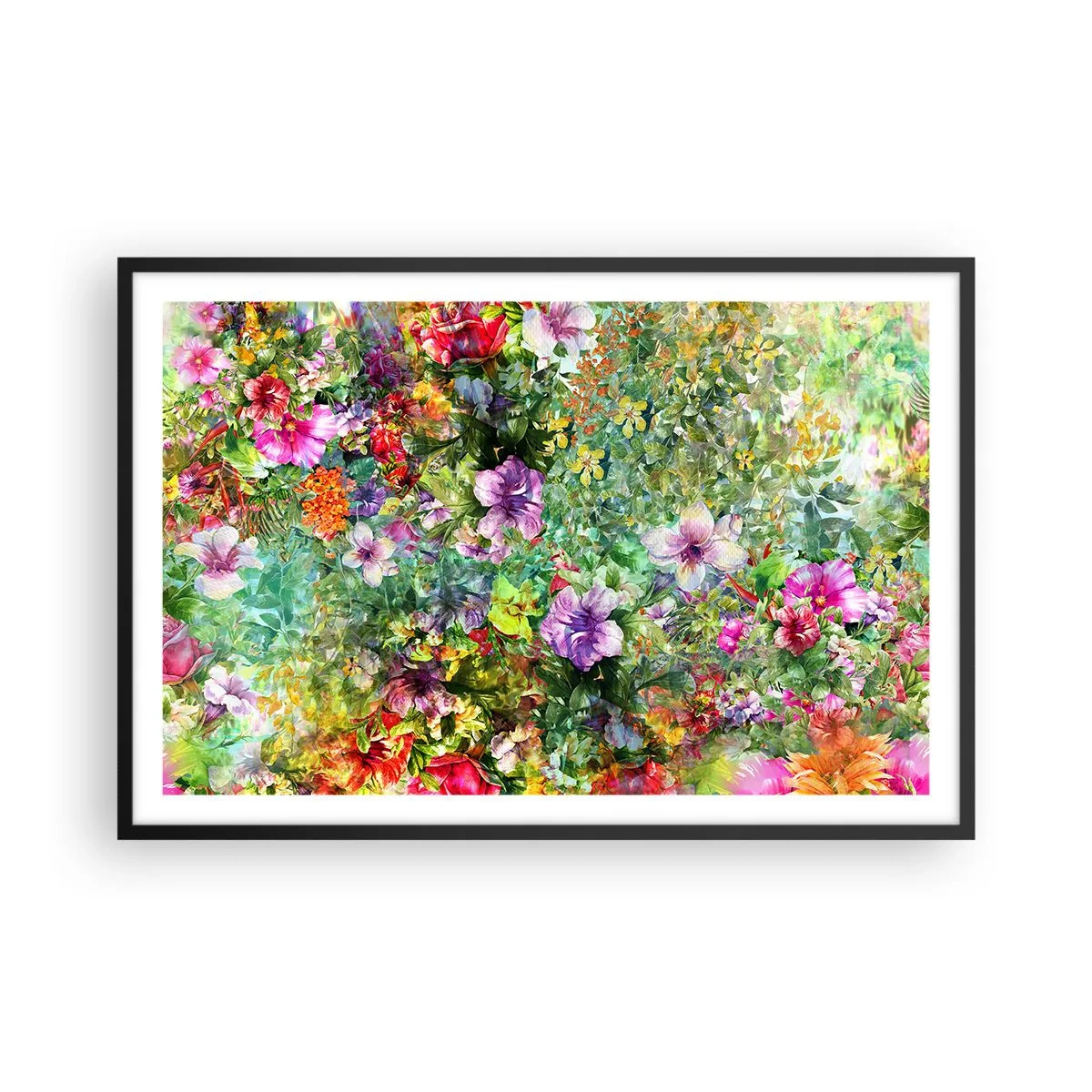 Affisch i svart ram - Ta en dopp i blommorna - 91x61 cm