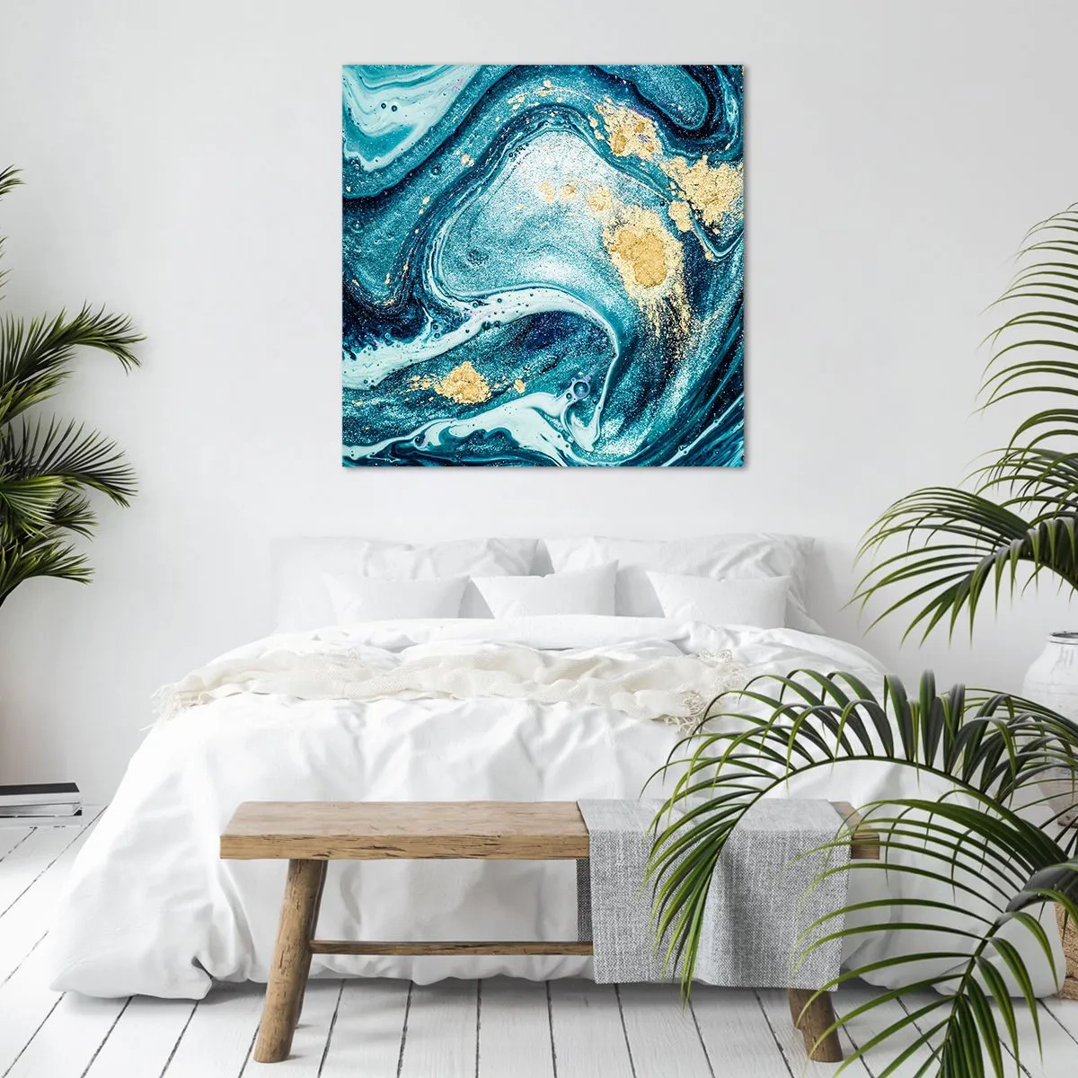 Canvastavla - Bild på duk - Blå virvel - 30x30 cm
