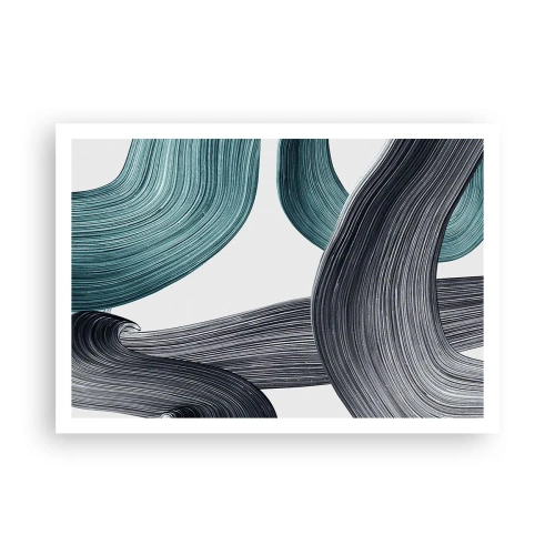 Affisch - Smaragd och svarta spår - 100x70 cm