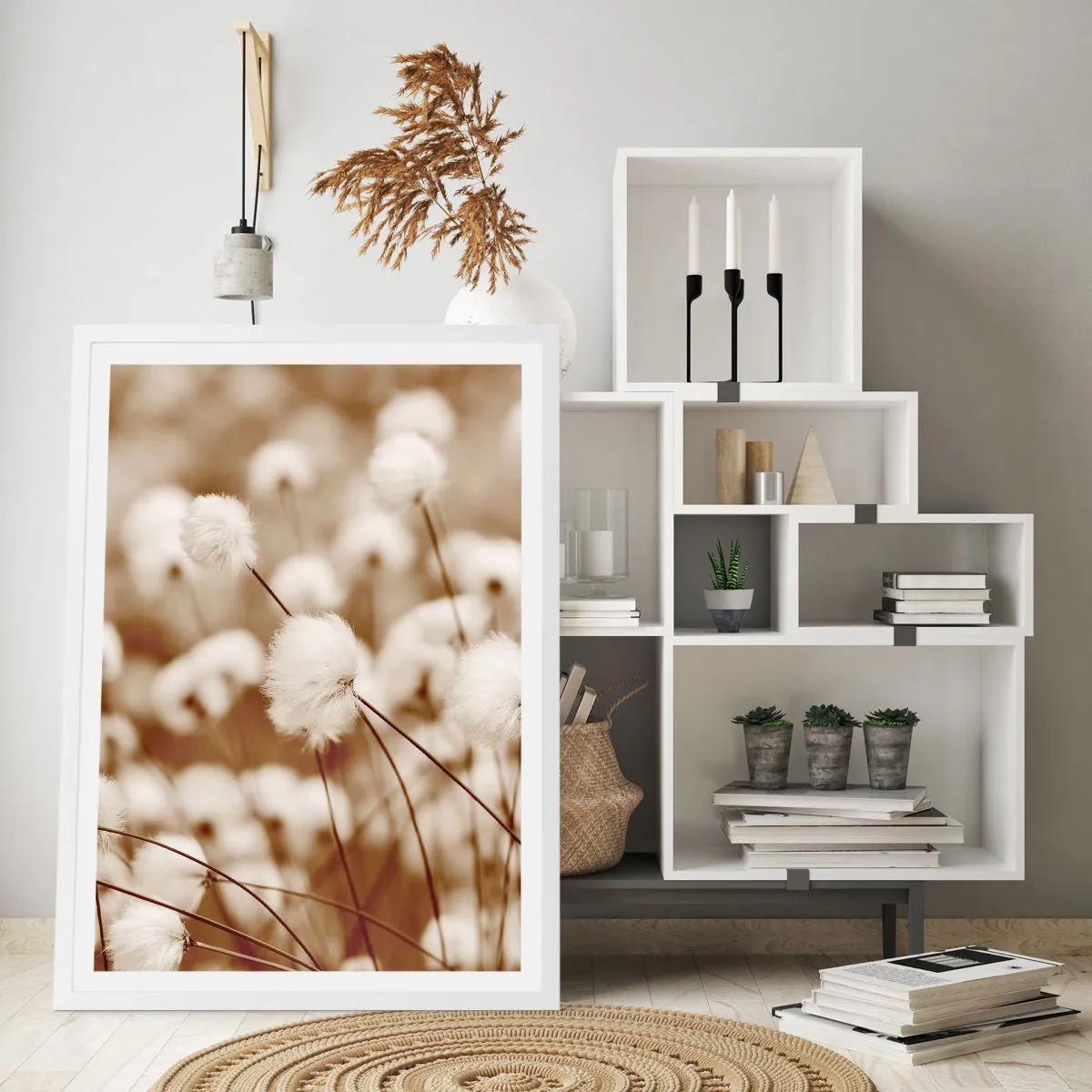 Affisch i vit ram - Fluffig åkermark - 50x70 cm