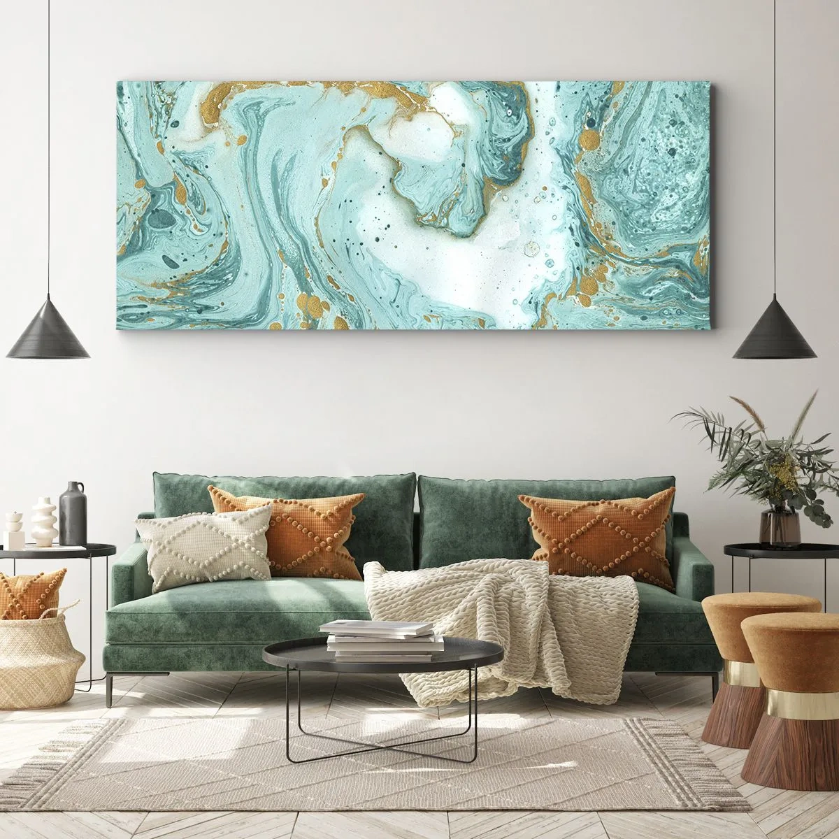 Canvastavla - Bild på duk - Under stora vågen från Edo-tiden - 100x40 cm