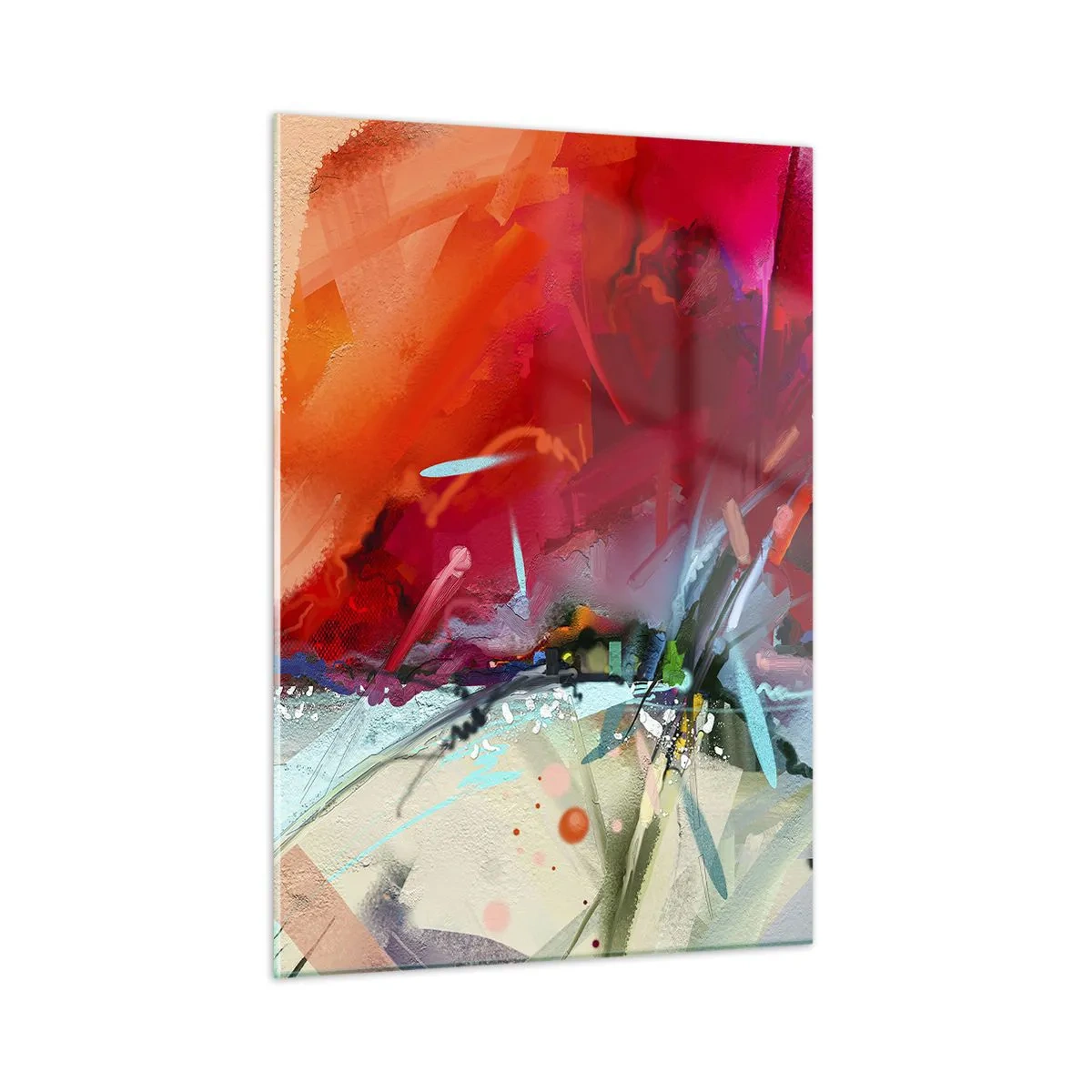 Glastavla - Bild på glas - Ljus- och färgexplosion - 50x70 cm