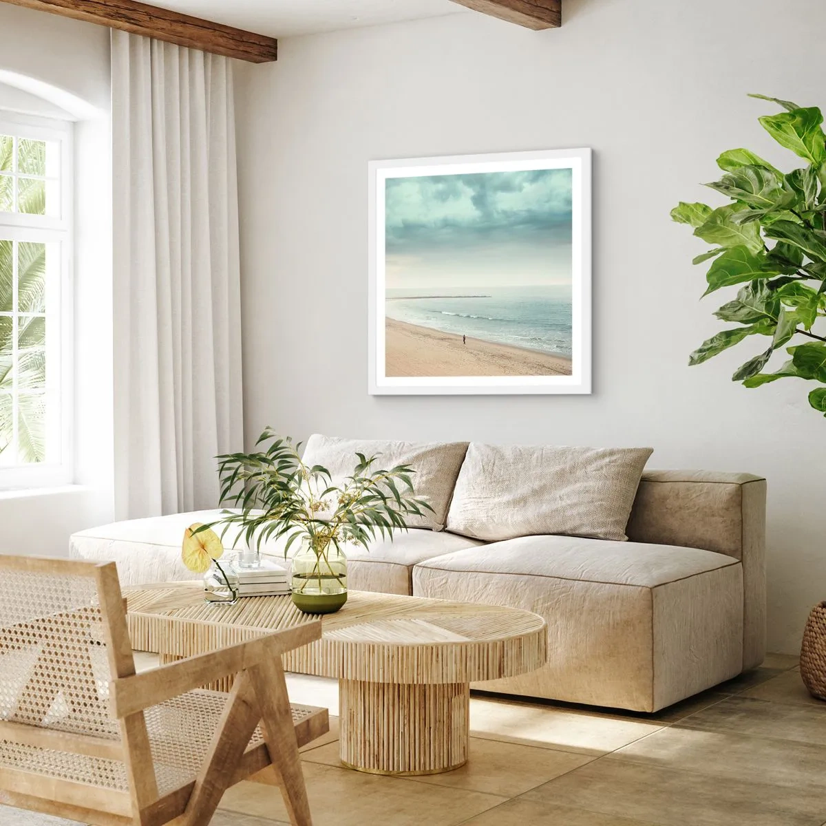 Affisch i vit ram - På jakt efter frid - 40x40 cm