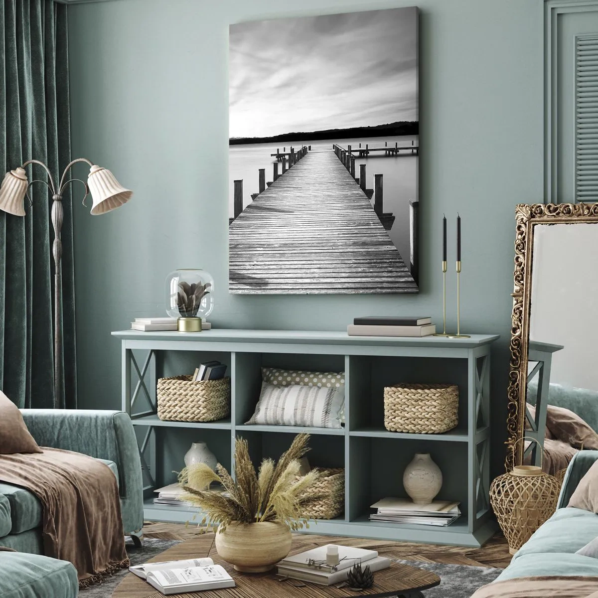 Canvastavla - Bild på duk - Vattnet - lugnet - 65x120 cm