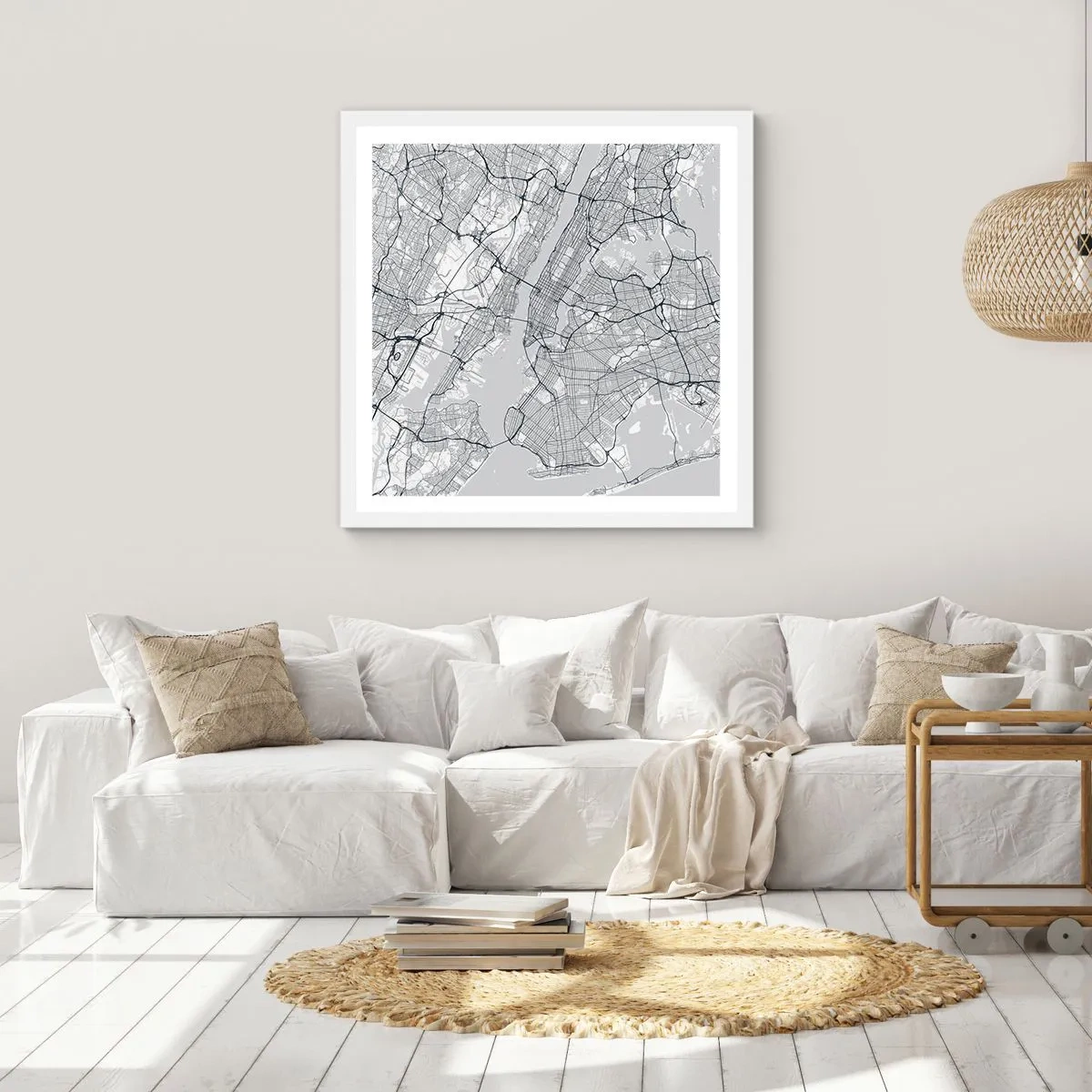 Affisch i vit ram - Metropolens anatomi - 40x40 cm