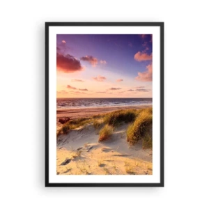Affisch i svart ram - Strand med sanddyner och solnedgången - 50x70cm - Luften luktar sommar - Modern väggdekoration för vardagsrum och sovrum ARTTOR