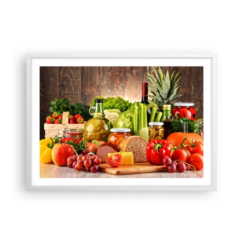 Affisch i vit ram - Rökt, ugnstekt, marinerad - 70x50 cm