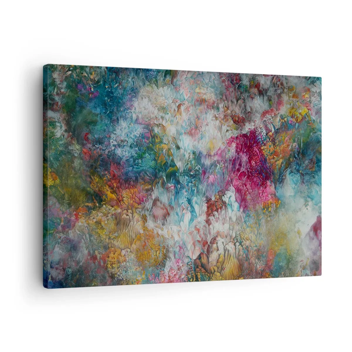 Canvastavla - Bild på duk - En färgglad abstraktion som liknar blommor i blom - 70x50cm - I full blom - Modern väggdekoration för vardagsrum och sovrum ARTTOR