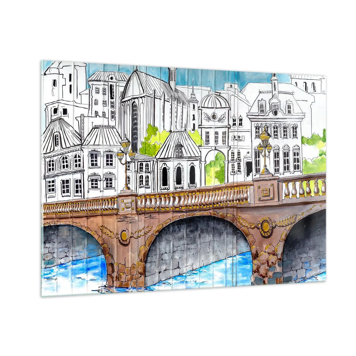Glastavla - Bild på glas - Stad som målad - 100x70 cm
