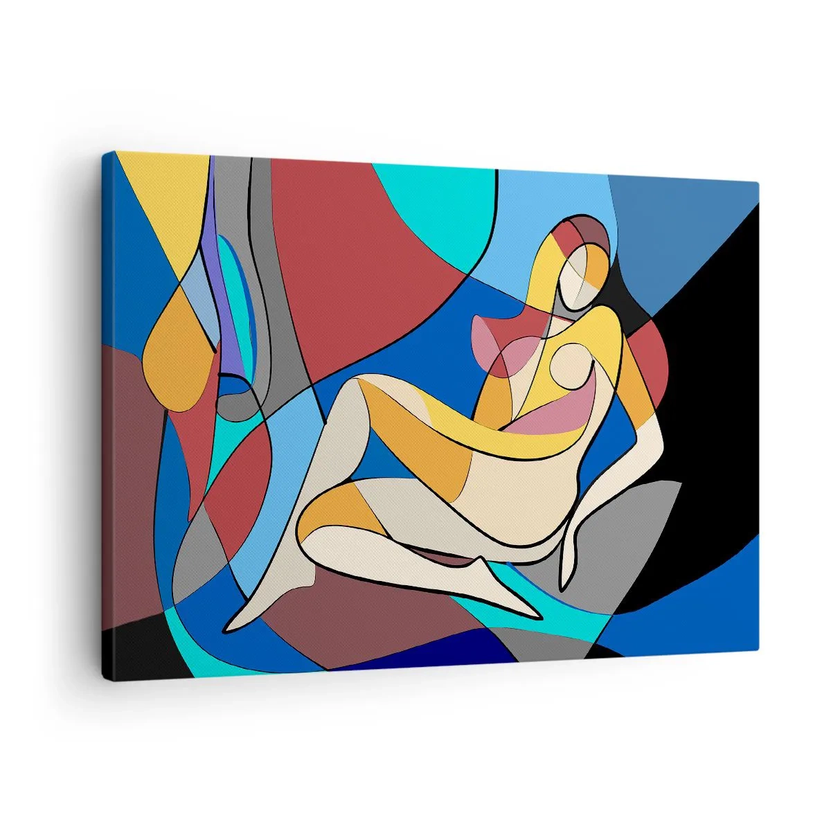 Canvastavla - Bild på duk - Färgglad nakenbild i kubistisk stil - 70x50cm - Kubistisk nakenbild - Modern väggdekoration för vardagsrum och sovrum ARTTOR