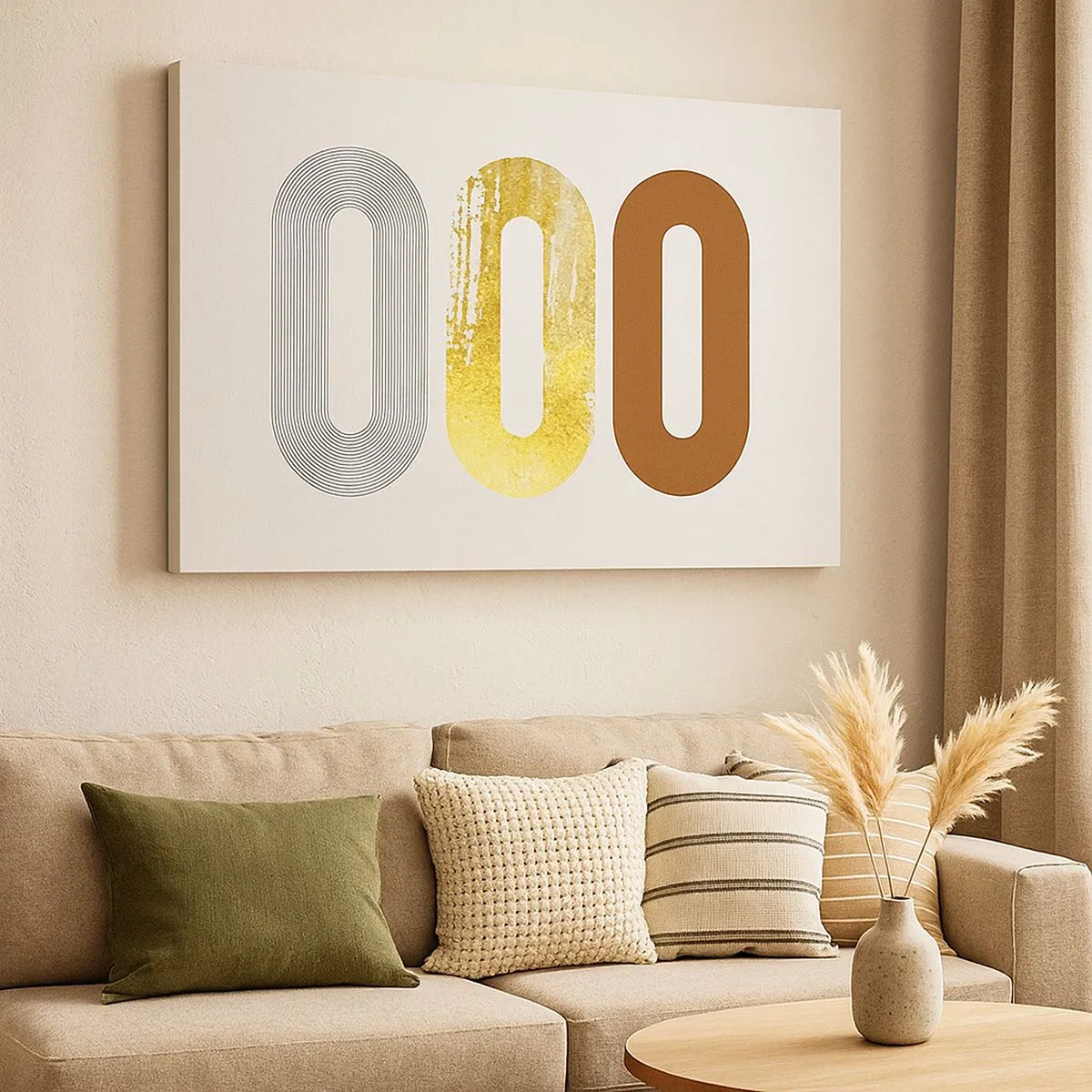 Canvastavla - Bild på duk - Abstrakt motiv av tre geometriska former - 70x50cm - Ooo! - Modern väggdekoration för vardagsrum och sovrum ARTTOR