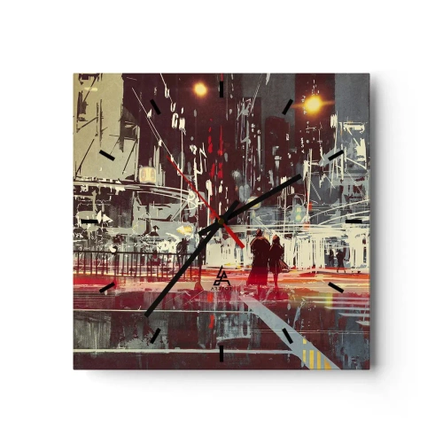 Väggklocka - Klocka på glas - Storstads passage - 30x30 cm