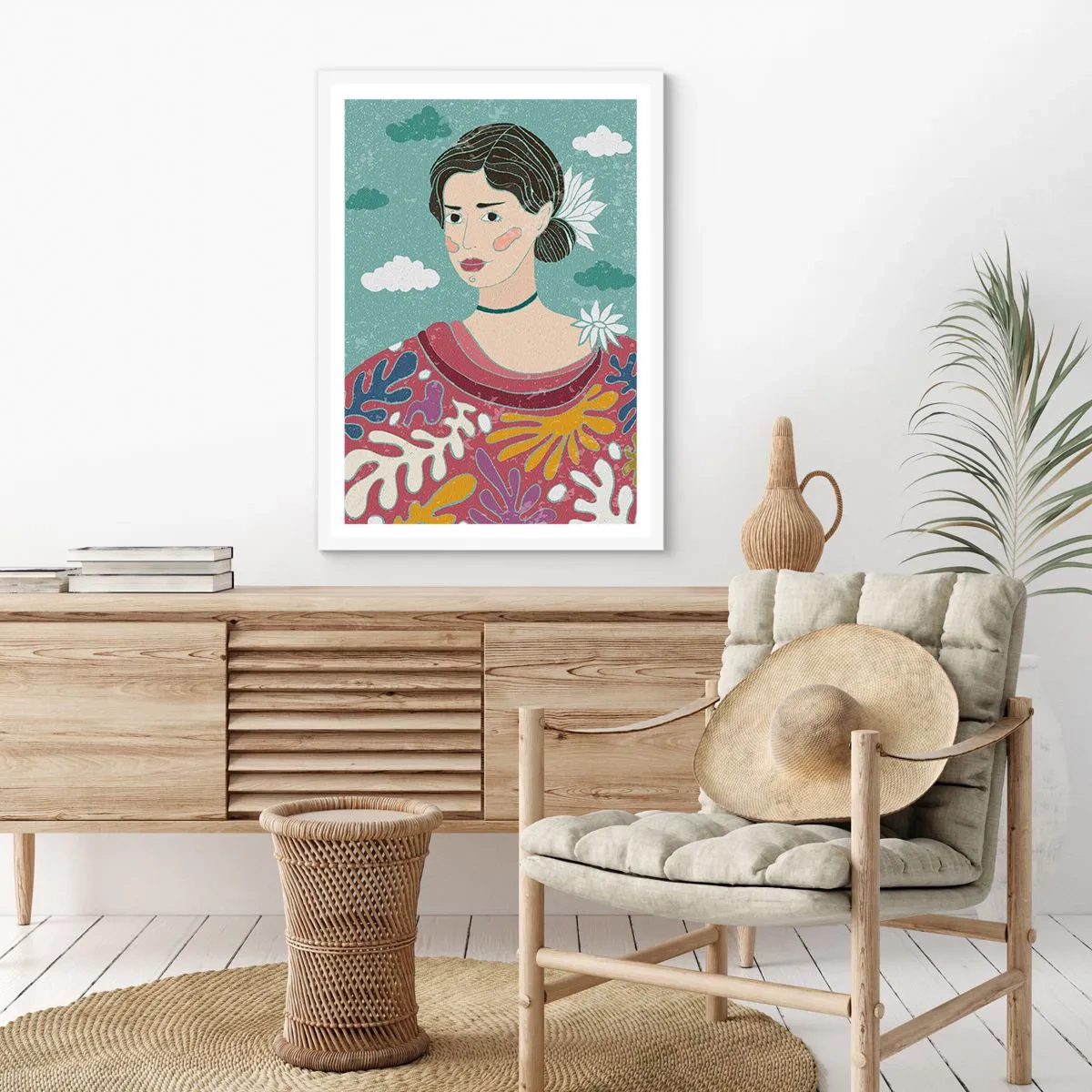 Affisch i vit ram - Med melankoli i blicken - 50x70 cm