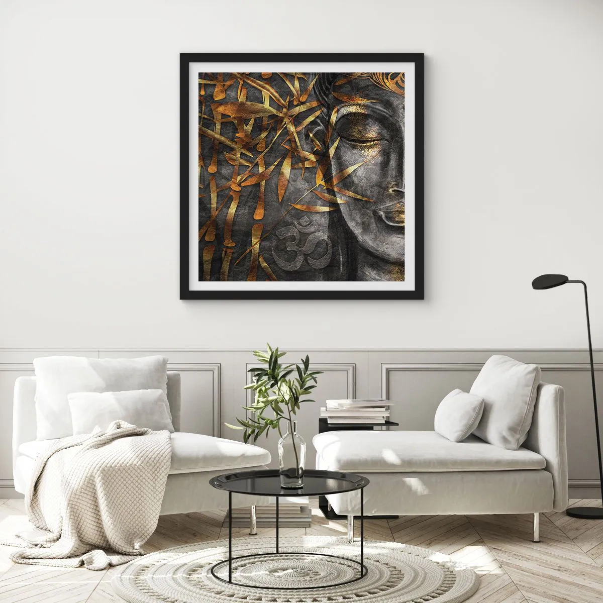 Affisch i svart ram - Känn lugnet - 50x50 cm