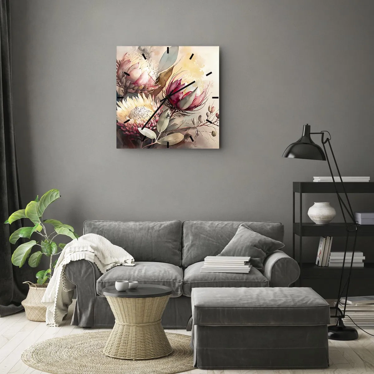 Väggklocka - Klocka på glas - Från profil och en face - 40x40 cm