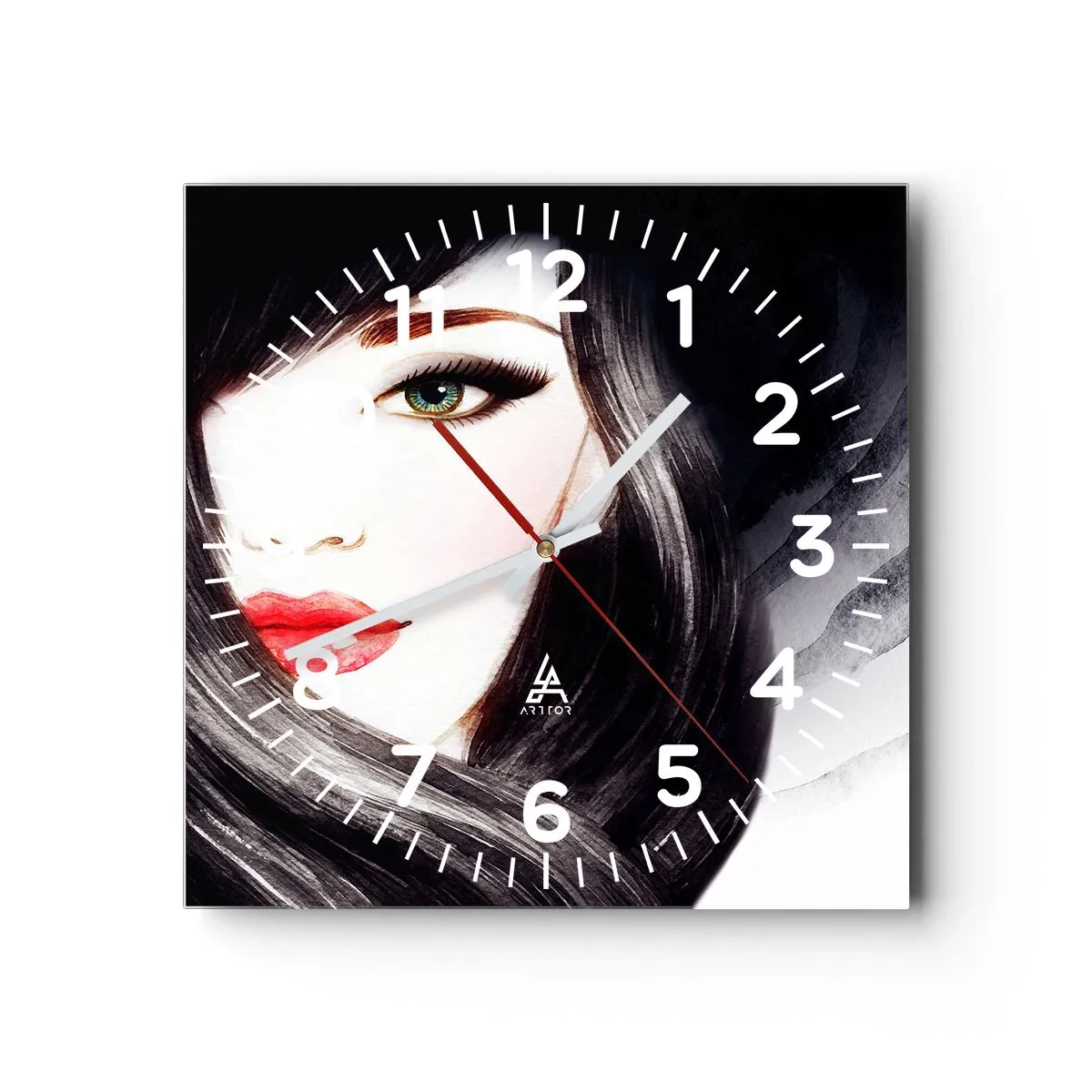 Väggklocka - Klocka på glas - Safirfärgad blick - 40x40 cm