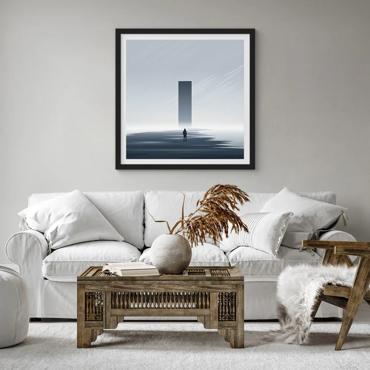 Affisch i svart ram - Möjlighet eller hot? - 50x50 cm