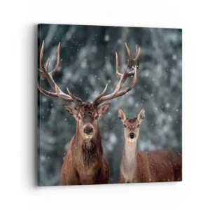 Canvastavla - Bild på duk - Skogens herre med hustrun - 40x40 cm