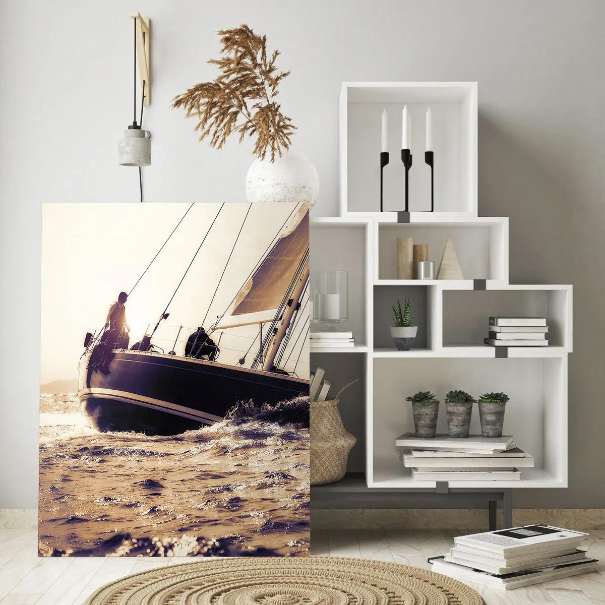 Glastavla - Bild på glas - Segla seglaren - 80x120 cm