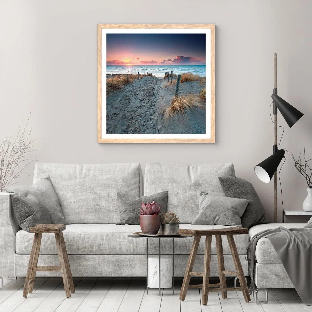 Affisch i ram av ljusek - Utspilld skenregnbåge... - 60x60 cm