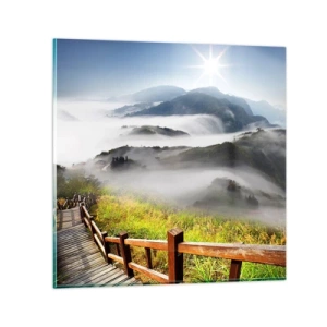 Glastavla - Bild på glas - Vävt av sken och dimma - 50x50 cm