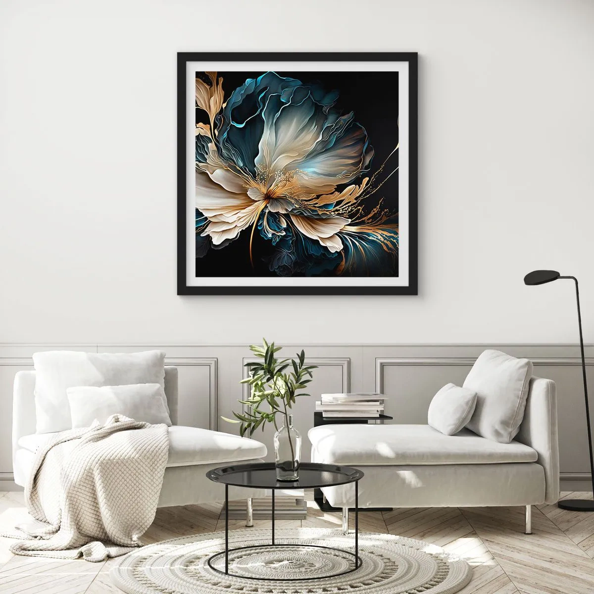 Affisch i svart ram - Sagolik ormbunksblomma - 60x60 cm