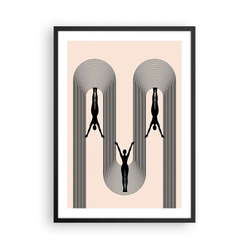 Affisch i svart ram - Minimalistiska silhuetter i en geometrisk komposition - 50x70cm - Upp och ner - Modern väggdekoration för vardagsrum och sovrum ARTTOR