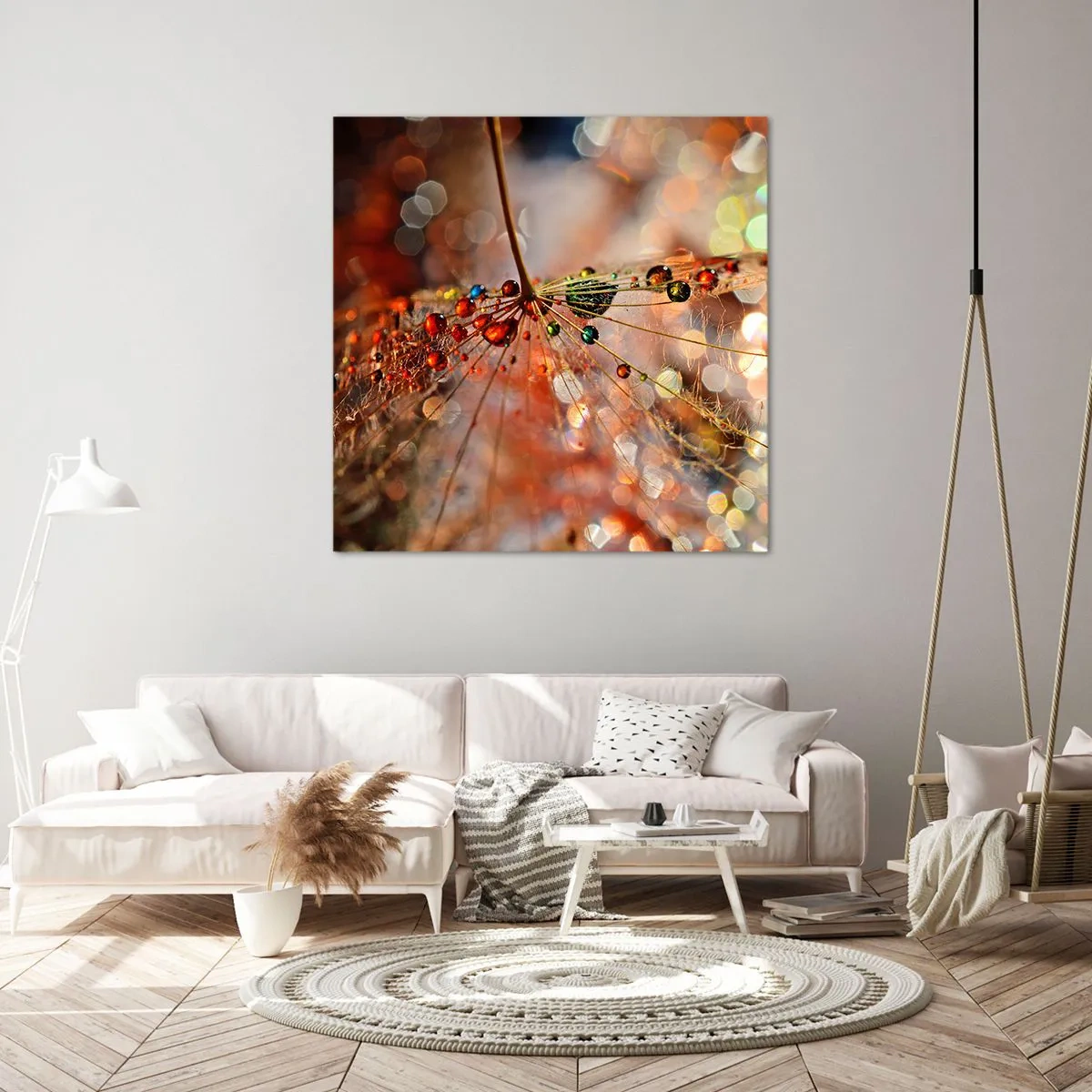 Canvastavla - Bild på duk - Trädda på spindelnät - 70x70 cm