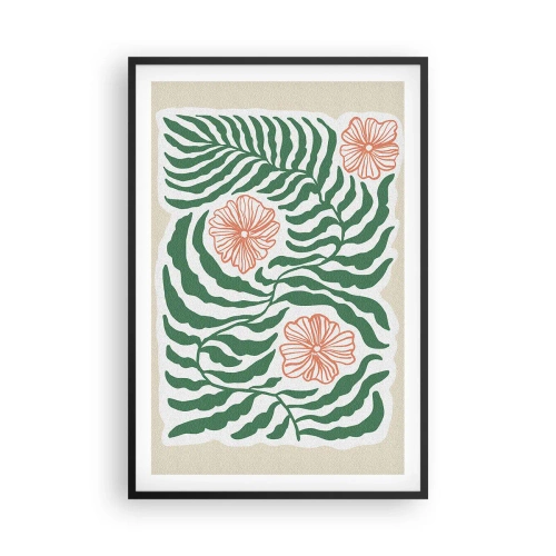 Affisch i svart ram - Blommande i grönt - 61x91 cm