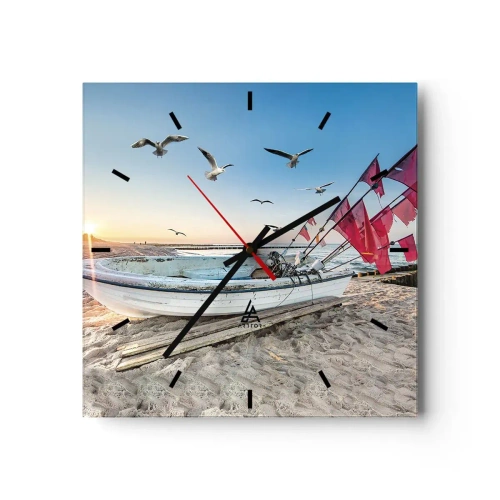 Väggklocka - Klocka på glas - Välförtjänt vila - 30x30 cm