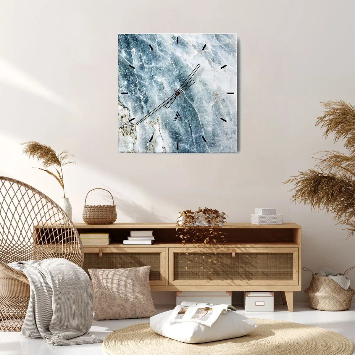 Väggklocka - Klocka på glas - Isvärld - 40x40 cm