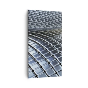 Canvastavla - Bild på duk - Metallisk silver våg - 55x100 cm