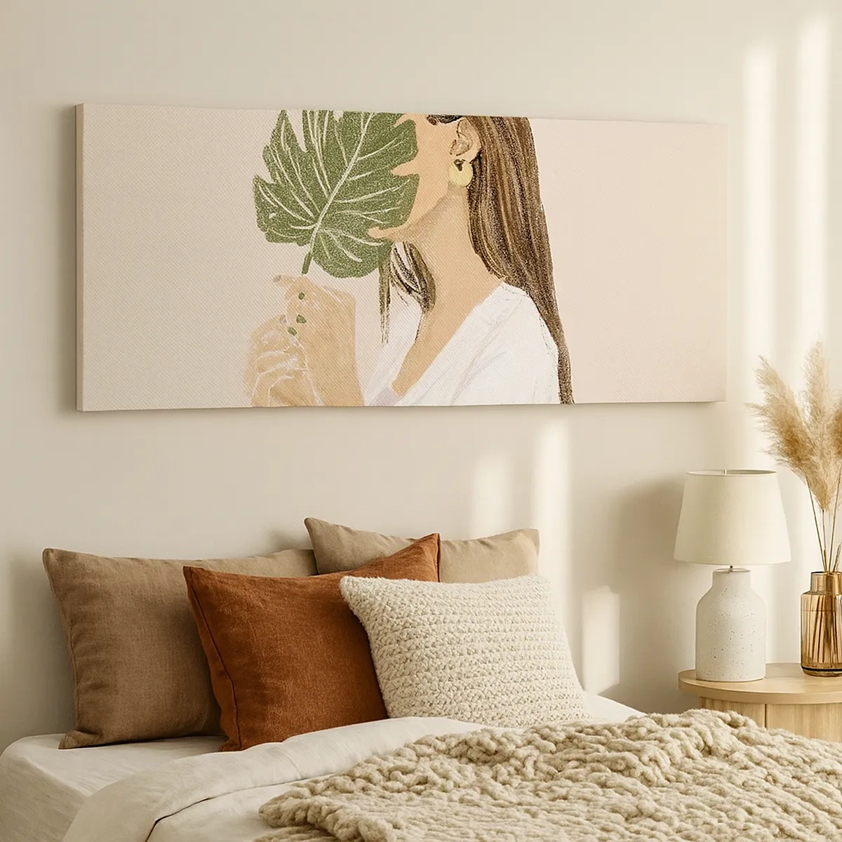 Canvastavla - Bild på duk - Mystiskt porträtt med solfjäder - 30x30 cm