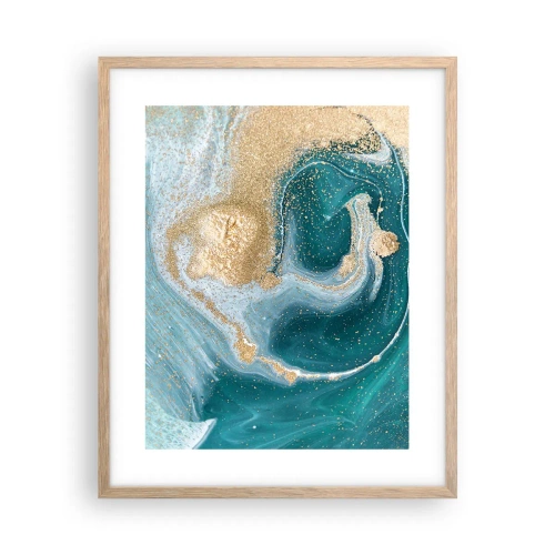 Affisch i ram av ljusek - Guld- och turkosvirvel - 40x50 cm